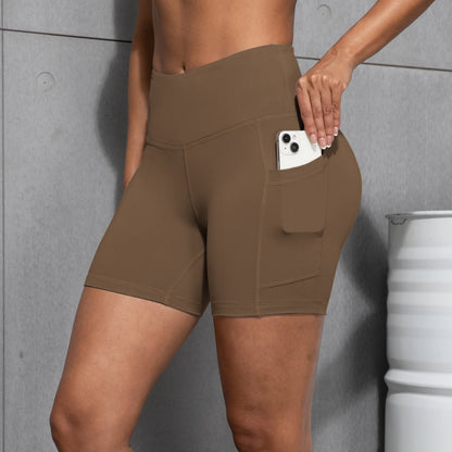 1/4PCS Women Side Pocket Yoga Short Leggings High Waist Squat Proof Fitness Pants Quick Drying Cycling Gym Leisure Sports Shorts