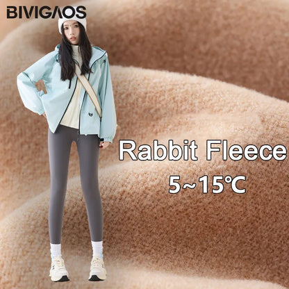 Winter High Waist Fleece Sharkskin Leggings Women Seamless Slim Tight-Fit Velvet Thickened Elastic Warm leggings