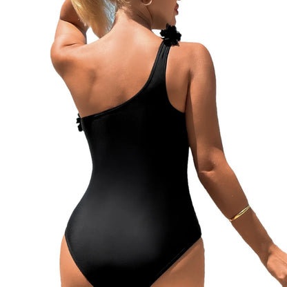 One-Piece Swimwear Women Beach Wear Woman Swimsuit One Shoulder Flower Bath Suits Tight Swim Suit Monokini