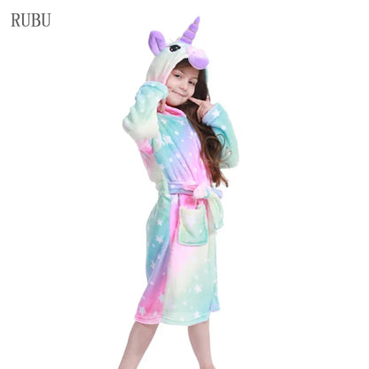 Children Bath Robe Baby Towel Children's Unicorn Hooded Bathrobes for Boys Girls