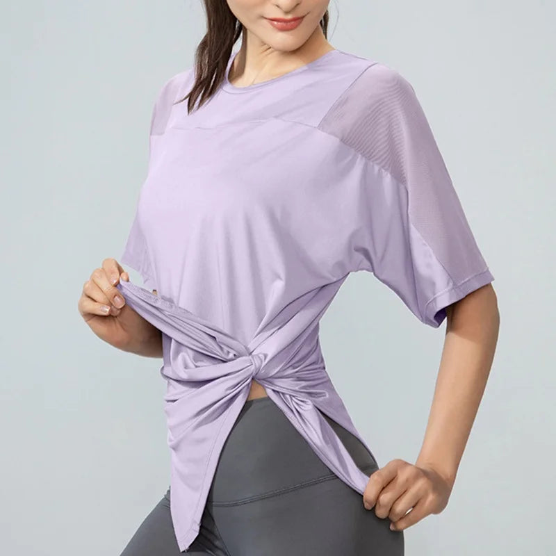 Plus Size Sports Shirt for Lady Women S-XXXXXL Crop Top Yoga T-Shirts Gym Workout Cover-up Short Sleeve Shirts