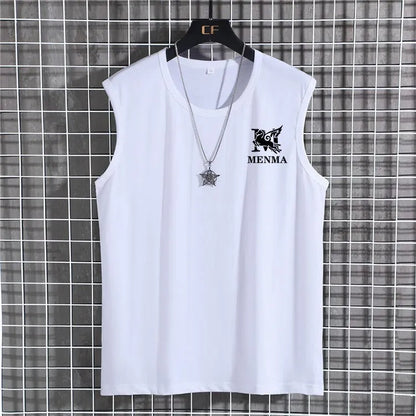 Plus Size Men's Sleeveless T-shirt Oversized Loose Solid Color O-Neck T-shirt XL-12XL/60-180KG