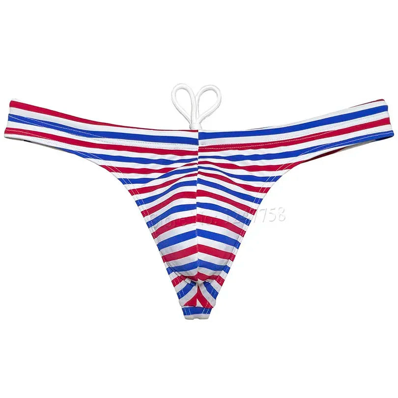 Men's Bikini Swimwear Ice Silk Lining Micro Tangas Swim Thong Swimsuit Beachwear Surfing Trunks