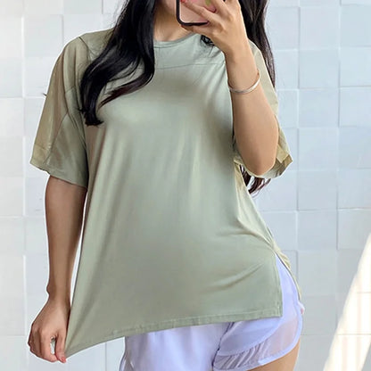 Plus Size Sports Shirt for Lady Women S-XXXXXL Crop Top Yoga T-Shirts Gym Workout Cover-up Short Sleeve Shirts
