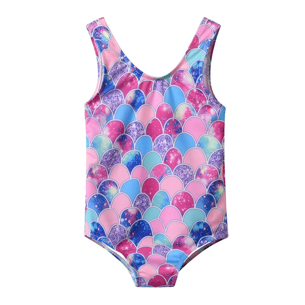 Cute Anime Printed Kids Swimwear for Girls Summer One-piece Triangle Swimsuit Fashion Cartoon Sleeveless Girls Swimwear
