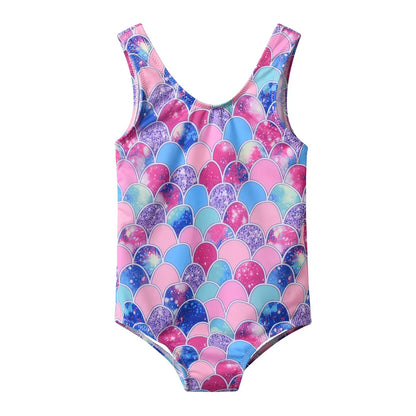 Cute Anime Printed Kids Swimwear for Girls Summer One-piece Triangle Swimsuit Fashion Cartoon Sleeveless Girls Swimwear