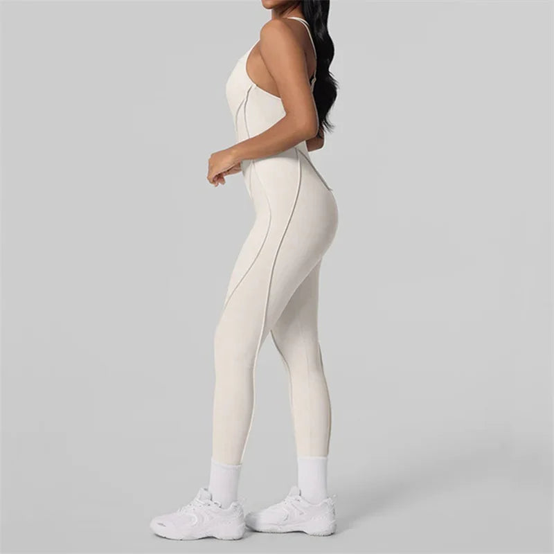 Women's Strappy Open-Back Workout Jumpsuit