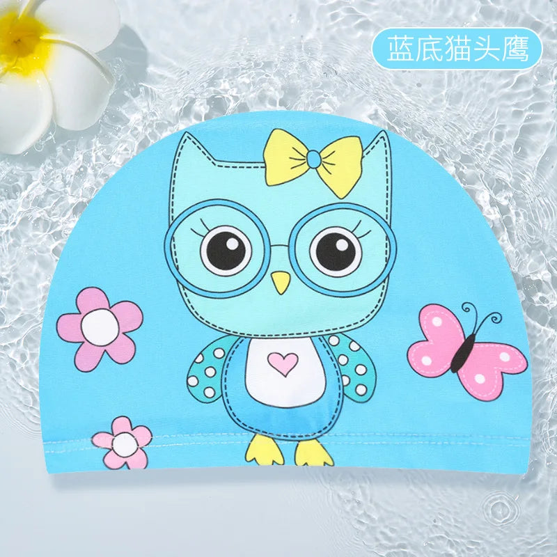 PU Coating Cartoon Children Swimming Hat for 1-7 Year Old Boys Girls Elastic Swimming Cap Shower Beach Pool Accessories