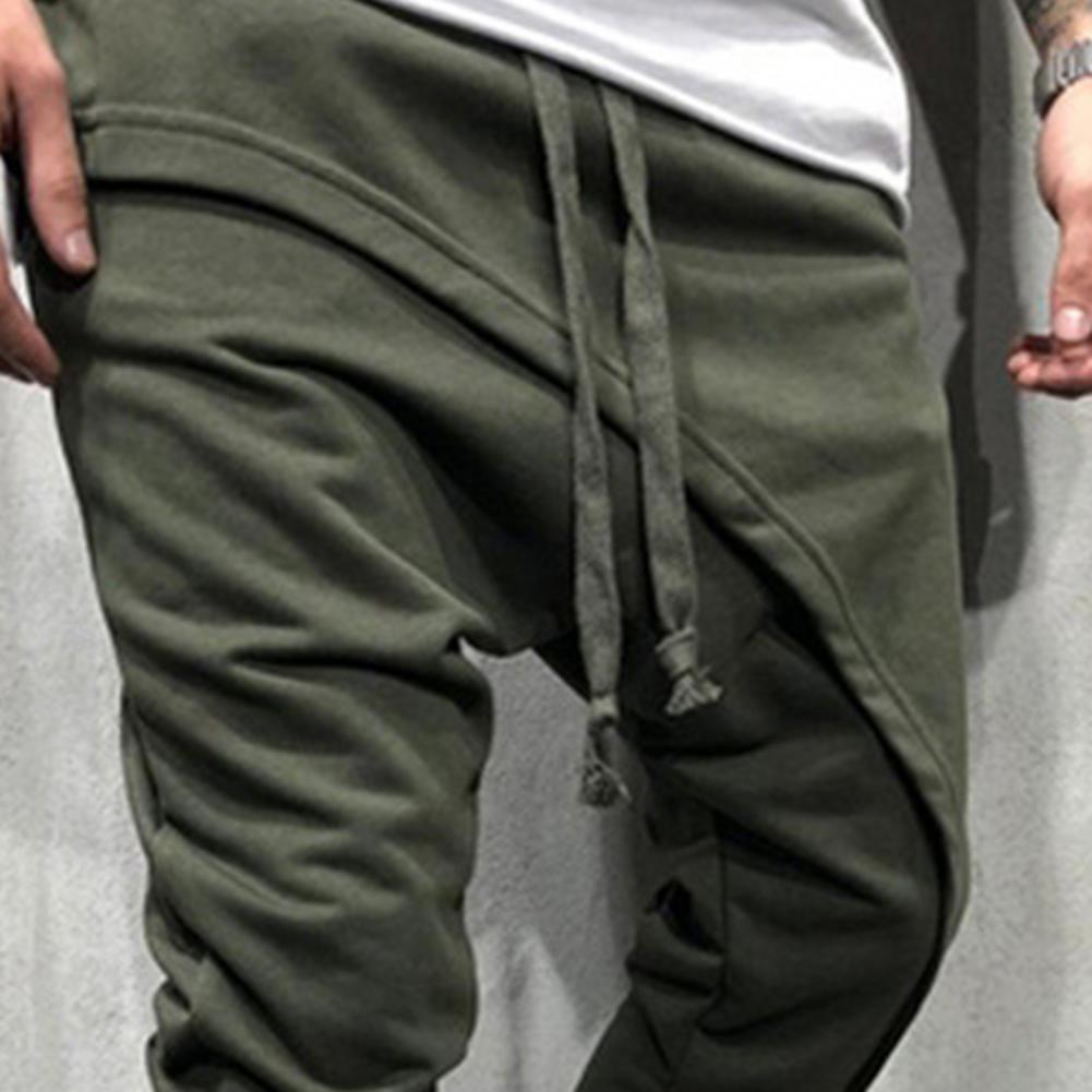 Men Harem Pants Ankle Tied Hip Hop Double Layer Running Baggy Pants Korean Casual Elastic Waist Trousers Sweatpants Tracksuits