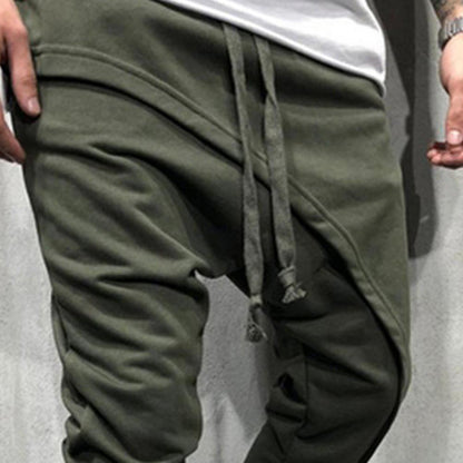 Men Harem Pants Ankle Tied Hip Hop Double Layer Running Baggy Pants Korean Casual Elastic Waist Trousers Sweatpants Tracksuits