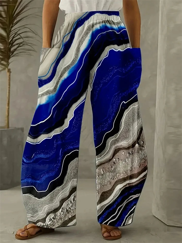 Women's Wide-legged Pants Exquisite Fun Colours Printing Pants Multi Options