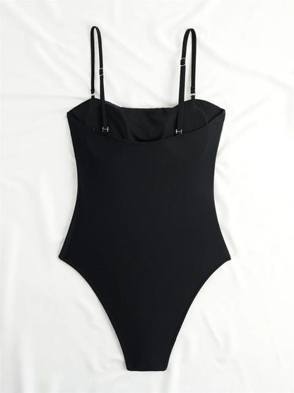 Strappy One Piece Swimsuit Women Swimwear Solid Bodysuit Bathers Bathing Swimming Swim Suit Female Summer Beachwear