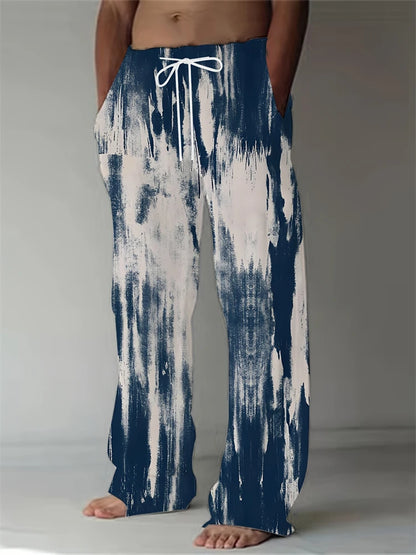 Spring And Summer Men's Casual Pants Fashion Digital Gradient Printing Men's Sweatpants Men's Loose Drawstring Hawaii Beach Pant