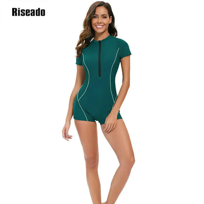 Short Sleeve Rash Guard Sports Swimwear One-pieces Swimsuits  Women Swimming Suit Shorts Bathing Suits Summer Short Sleeve Bathing Suits
