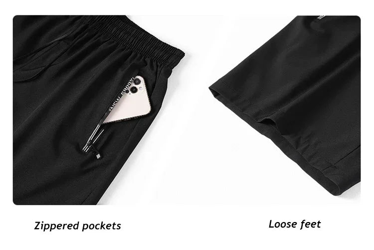 Ice Silk Plus Size Shorts Men Summer Running Shorts Quick-drying Casual Pants Loose Fit Sports Fitness Workout Shorts