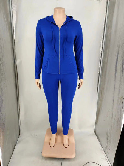 Wmstar Plus Size Two Piece Outfits Women Hoodies Sweatsuit Leggings Pants Sets Solid Stretch Matching
