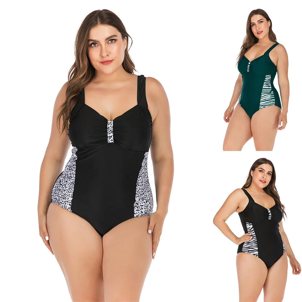 Leopard Spot One Piece Swimsuit Women Plus Size Swimwear Summer Beach Wear Bathing Suit Thong Monokini 5XL