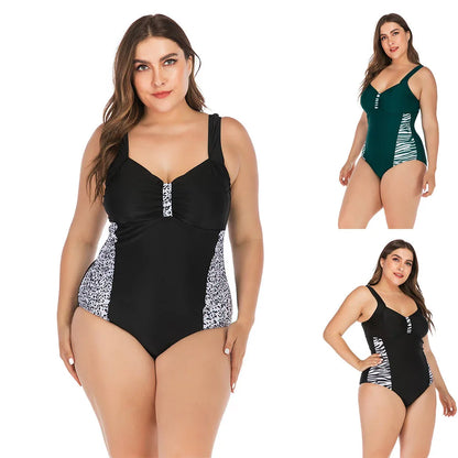 Leopard Spot One Piece Swimsuit Women Plus Size Swimwear Summer Beach Wear Bathing Suit Thong Monokini 5XL