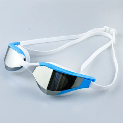 Professional Adult Swim Goggles Waterproof Fog-proof Racing Goggles Men Women Cool Silver Plated Swimming Equip