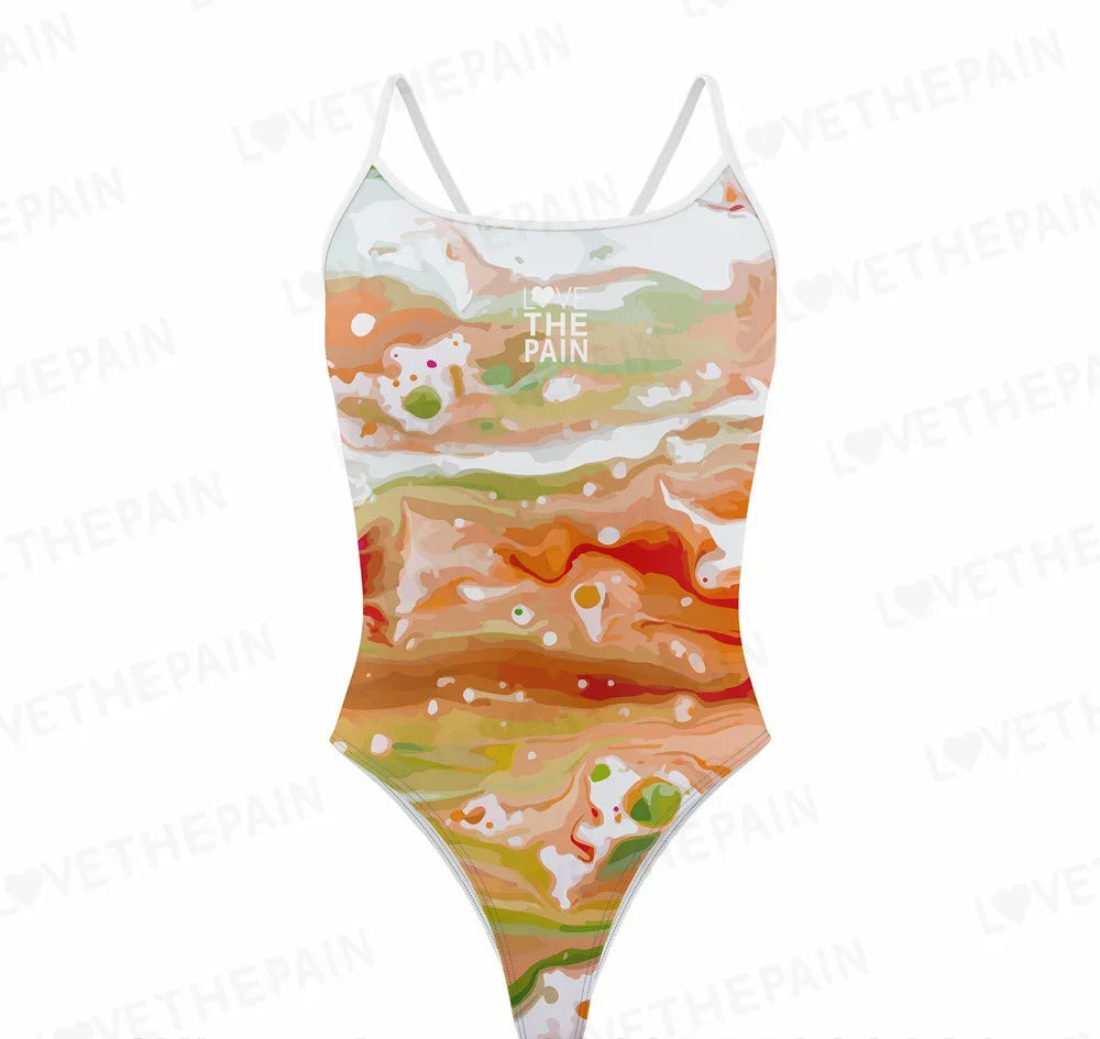 Love The Pain  Women's  One-piece Triangle Swimsuit Sports Function Training Swimsuit Competition