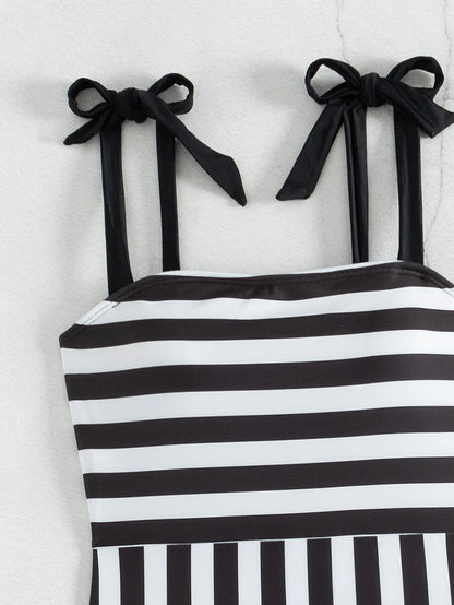 Strappy Swimsuit Women One Piece Striped Swimwear Female Bathers Bathing Swimming Swim Suit Beachwear