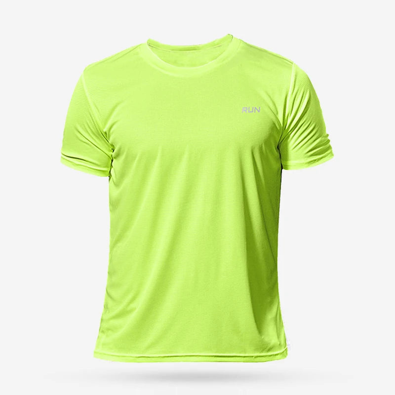 Mens Short Sleeve Sport t Shirt Quick Dry Running t-Shirt Breathable Fitness Shirt Top Ice Silk Gym Football Jerseys Man Clothes