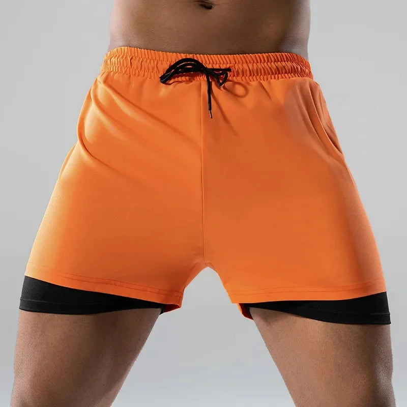 Adult Loose-Fit Flat Angle Swimming Pants for Men Quick Dry  Beach Pants Anti-Awkward Double Layer Design
