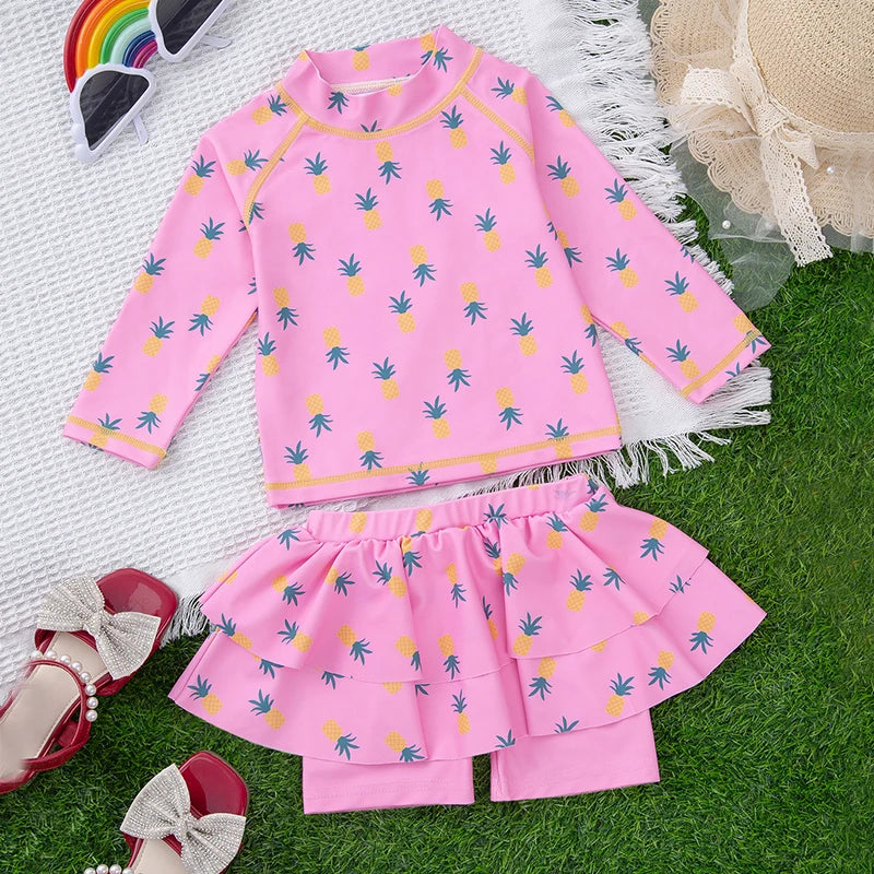 Kids' Cartoon Print Two-Piece Swim Set