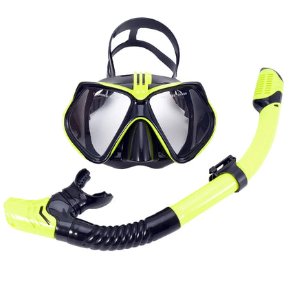 Snorkel Set Diving Mask For GoPro Underwater Sports Camera Anti-Fog Professional Swimming Goggles Dry Snorkeling Tube For Adults
