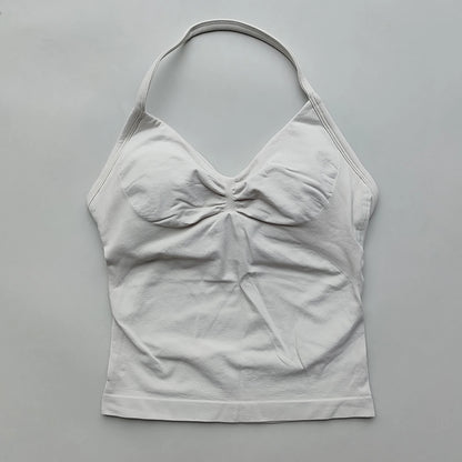 Longline Strappy Gym Tops Women's Sleeveless Workout Shirt  Gym Clothes  Scrunch Open Back Bra Running Yoga Tank Tops