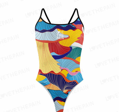 Love The Pain Spaghetti straps Women Swimwear Back Swimsuit One Piece Comfortable Suit printing Functional Swimwear