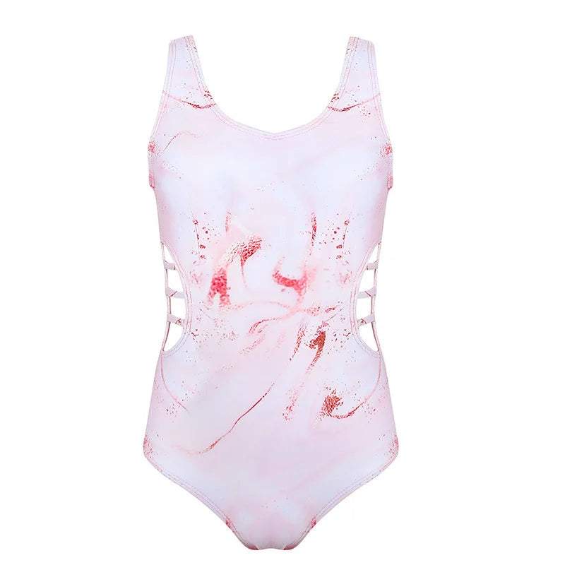 Purple Tie Dye Teens Girls One Piece Swimsuit 7-12 Year Kids Swim Suit Cut Out Children's Swimwear Bathing Suits Beachwear