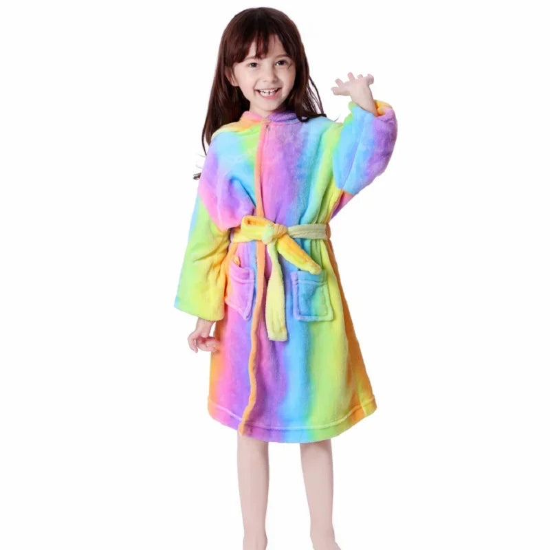Children Bath Robe Baby Towel Children's Unicorn Hooded Bathrobes for Boys Girls