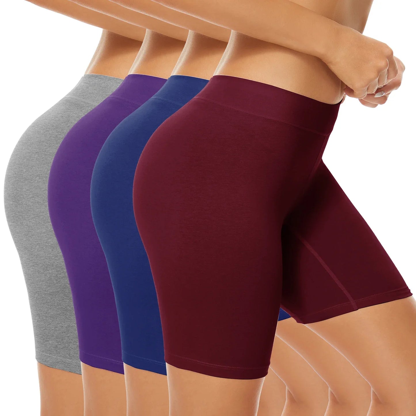 Pack Of 4 Women's Cotton Boxer Shorts Underwear High Waisted Briefs Anti Chafing Biker Shorts(Regular & Plus Size) for Work Sports