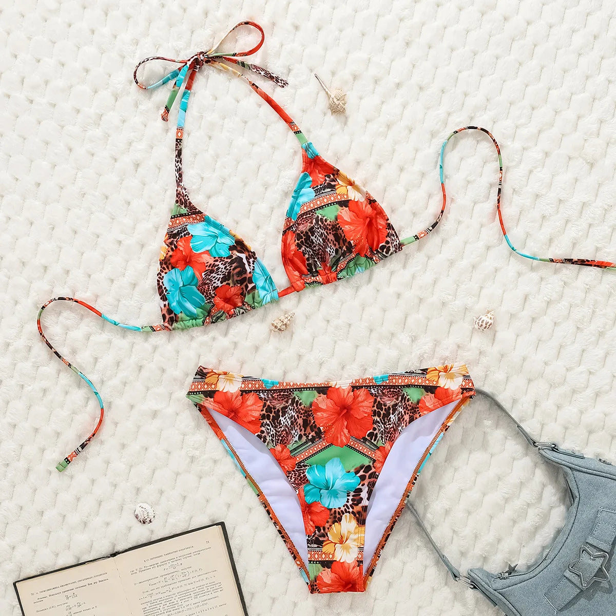 Bikini's Multi Color Choice Bathing Suit Women Dot Cheetah Print Split Swimsuit Backless Lace Up Beachwear Fashion Holiday Bikini Set Summer