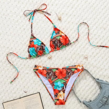 Bikini's Multi Color Choice Bathing Suit Women Dot Cheetah Print Split Swimsuit Backless Lace Up Beachwear Fashion Holiday Bikini Set Summer