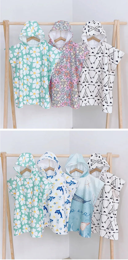 Beach Towel for Boys Girls Hooded Bath Towel Wrap Toddler Pool Towel with Hood Microfiber Absorbent Sweat-absorbent Swim Robe