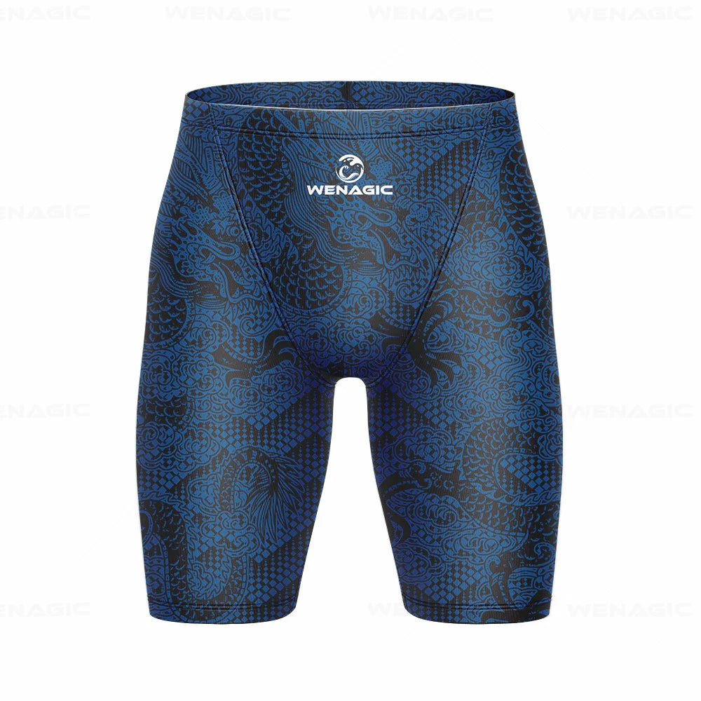 Men's Swimming Jammer Swimwear Endurance Athletic Training Swimsuit Summer Beach Swimming Trunks Diving Surf Tight Shorts