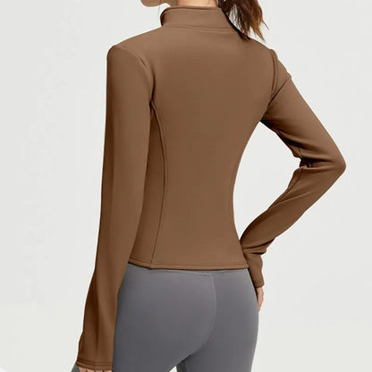 Aiithuug Winter Warm Fleece Slim Fit Jackets Running Jackets Long Sleeve Yoga Slim Fit Jacket Warm Fitness Jogging Jacket