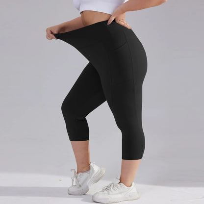 Plus size yoga pants for women Leggings fitness yoga pants with pocket summer sports cropped trousers