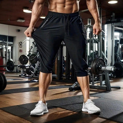 Ice Silk Shorts Men's Thin Cropped Pants Quick-drying Summer Mid-pants Loose Casual Sports Pants