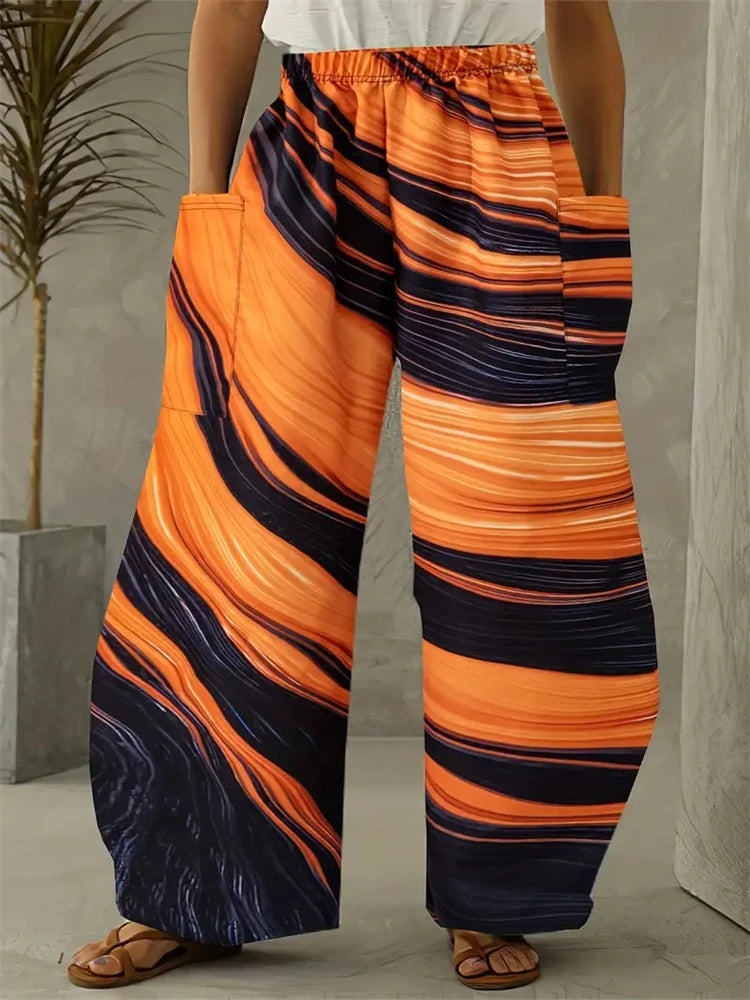 Women's Wide-legged Pants Exquisite Fun Colours Printing Pants Multi Options