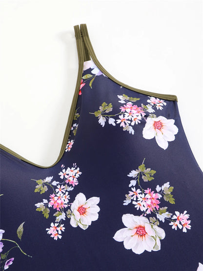 Floral Print One Piece Swimsuit Women Fashion Conservative Swimwear Female Bathing Swimming Bodysuit Beach Wear Summer