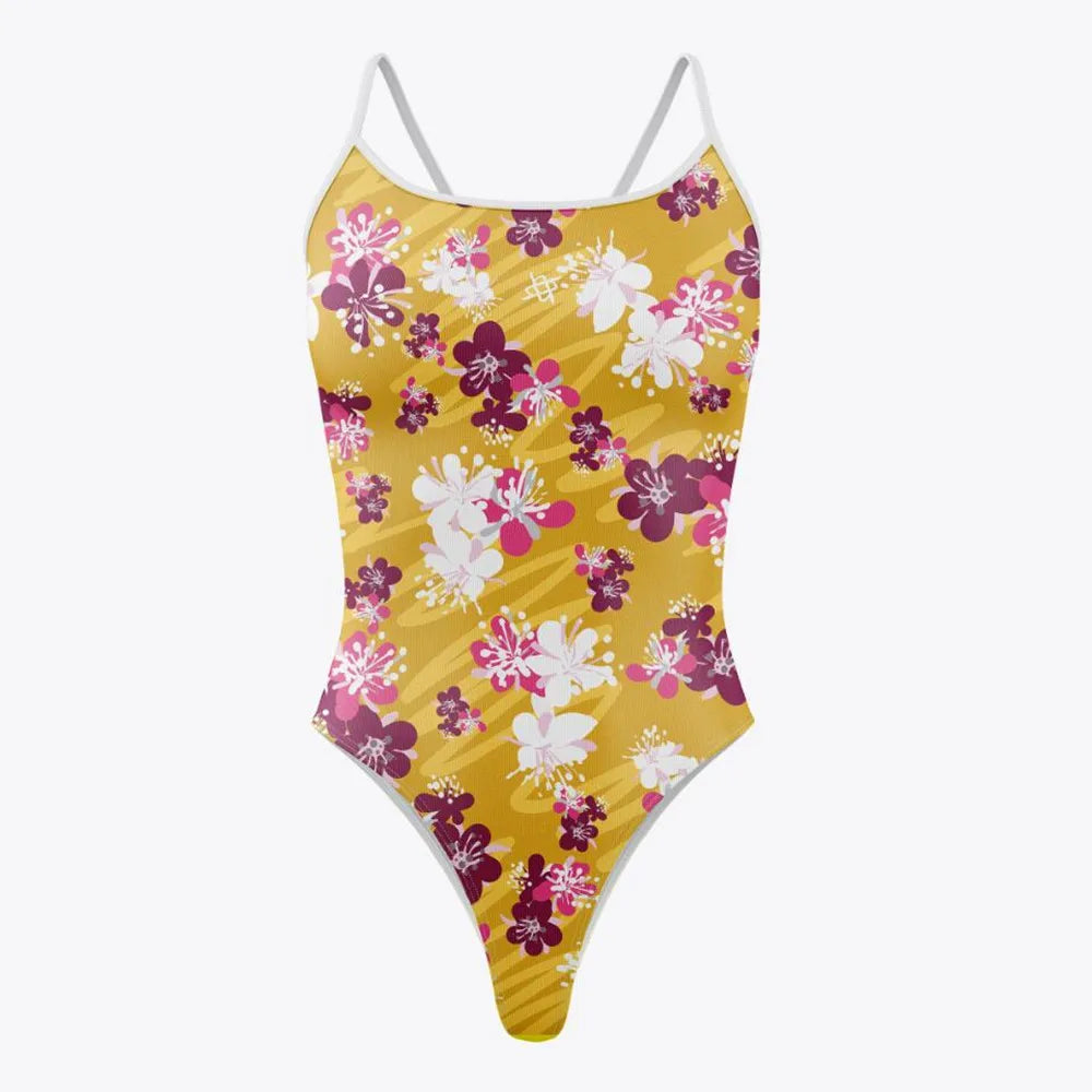 Women One-piece Swimsuit Summer Racer Back Beach Printing Bathing Suit Open Water Training Race Swimwear Quick Drying Swim Suit