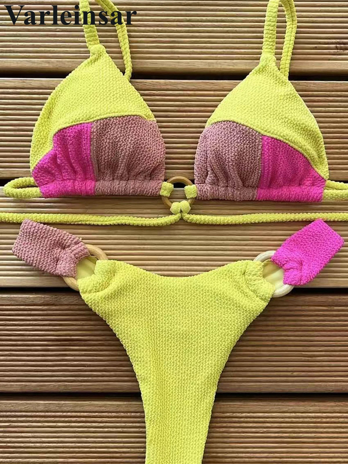 Wrinkled Crinkled Splicing Brazilian Bikini Women Swimwear Two-pieces Bikini set Female Swimsuit Bather Bathing Suit Swim