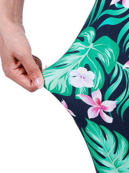 Floral Fashion Women Leggings Beautiful Leaf Floral Printing High Waist Jeggings Stretch Pant