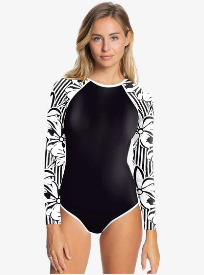 Women Swimsuit Rash Guard Black Long Sleeve Swimwear Outdoor Sport Bathing Suit Surfing Bodysuit Swim Wear Beach Monokini