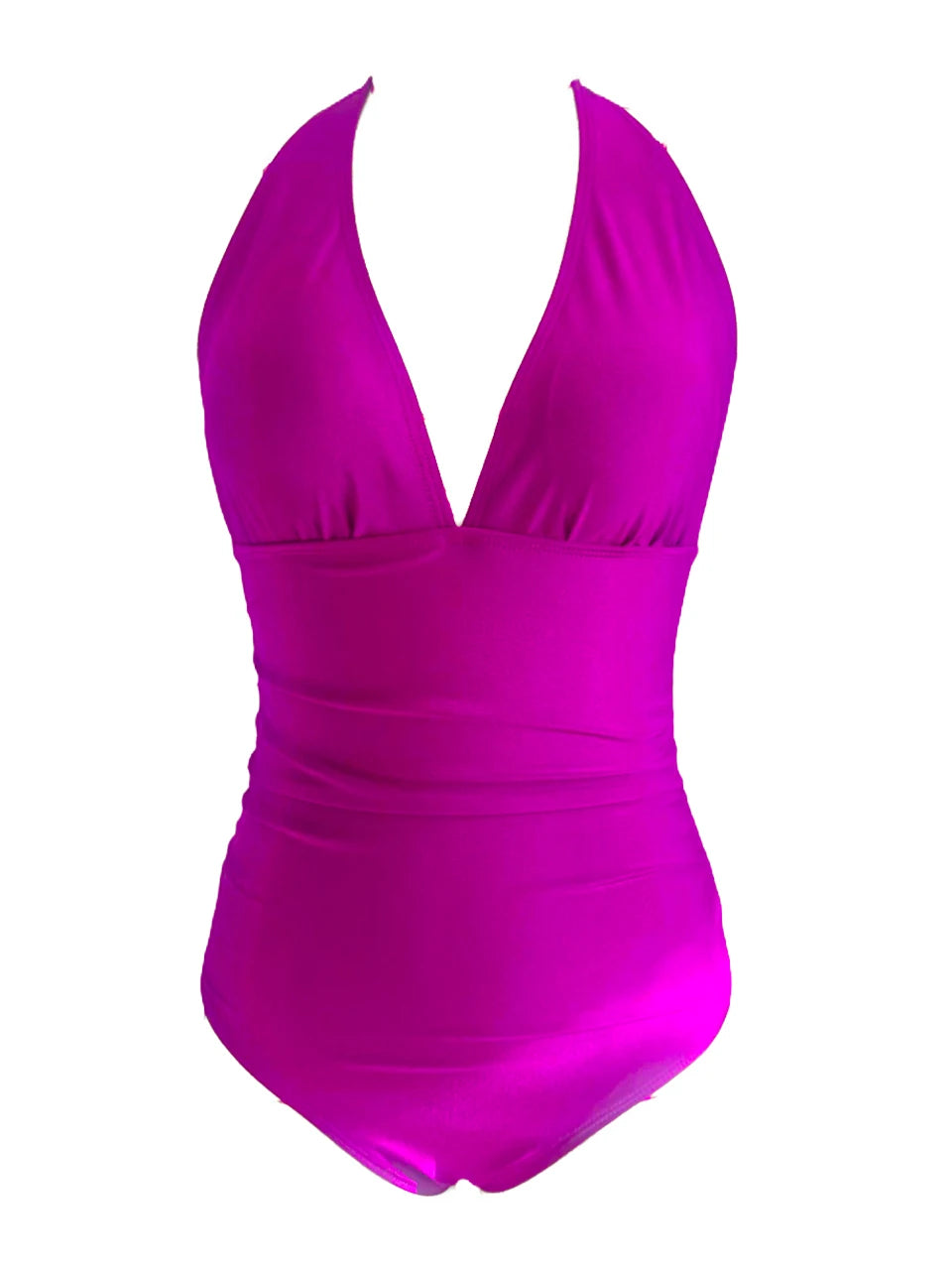 Solid Halter Backless One Piece Swimsuit Women Slim Smocked Swimwear Female Bathers Bathing Swimming Suit Padded Beachwear