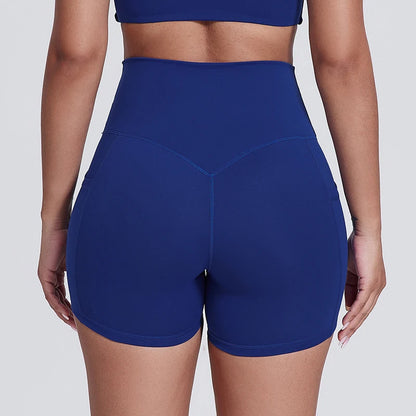 Workout Yoga Shorts Women Sport High Waist Fitness Gym Shorts Pocket Slim Tummy Control Athletic Biker Shorts