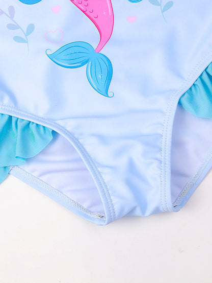 Girls Ruffle Bikini Swimsuit Gradient Leopard Floral Animal Kids Swimwear Children one piece bathers